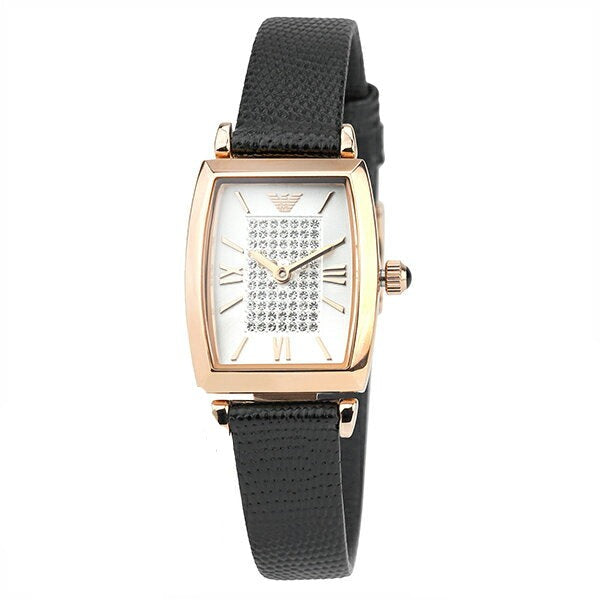Emporio Armani Gianni T Bar Quartz White Dial Black Leather Strap Watch For Women - AR11408 Buy Now By Emporio Armani