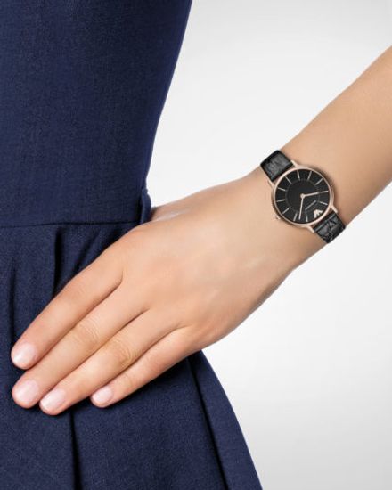 Emporio Armani Kappa Quartz Black Dial Black Leather Strap Watch For Women - AR11064 Buy Now By Emporio Armani