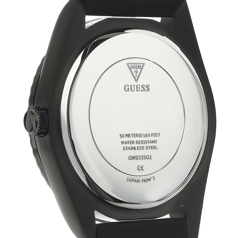 Guess Connoisseur Black Dial Black Silicone Strap Watch For Men - GW0335G1 Buy Now By Guess