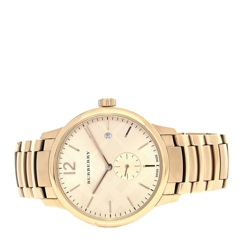 Shop Burberry The Classic Gold Dial Gold Steel Strap Watch for Men - BU10006 in USA