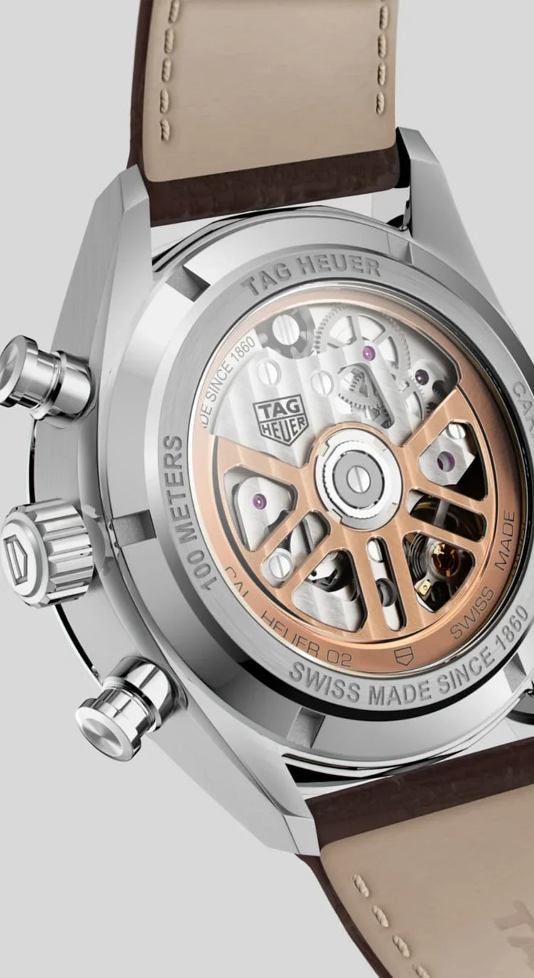 Tag Heuer Carrera Chronograph Grey Dial Brown Leather Strap Watch for Men - CBN2012.FC6483 Buy Now By Tag Heuer
