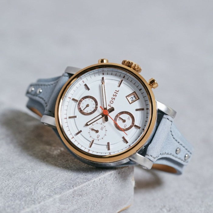 Fossil Original Boyfriend White Dial Light Blue Leather Strap Watch for Women - ES4045 Buy Now By Fossil
