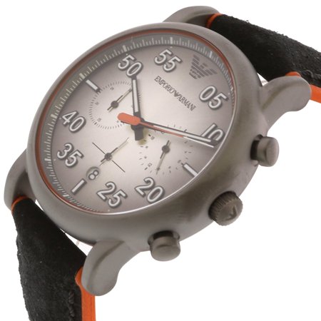 Emporio Armani Chronograph Quartz Grey Dial Black Leather Strap Watch For Men - AR11174 Buy Now By Emporio Armani