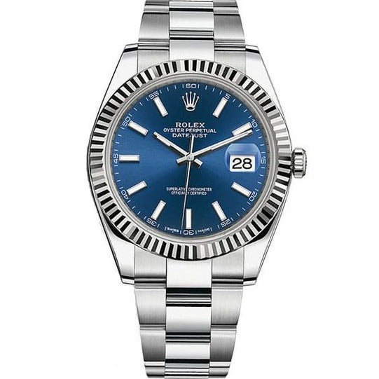 Rolex Datejust 41 Blue Dial Steel & White Gold Strap Watch for Men - M126334-0001