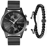 Hugo Boss Associate Chronograph Black Dial Black Mesh Bracelet Watch for Men - 1513769