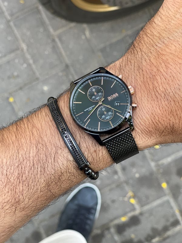 Hugo Boss Associate Black Dial Black Mesh Bracelet Watch for Men - 1513811 Buy Now By Hugo Boss