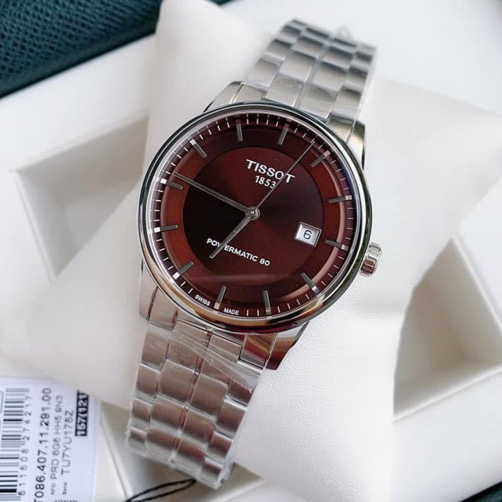 Tissot Luxury Powermatic 80 Brown Dial Silver Steel Strap Watch For Men - T086.407.11.291.00 Buy Now By Tissot