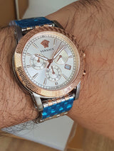 Versace Sport Tech Chronograph While Dial Two Tone Steel Strap Watch for Men - VELT00319 Buy Now By Versace