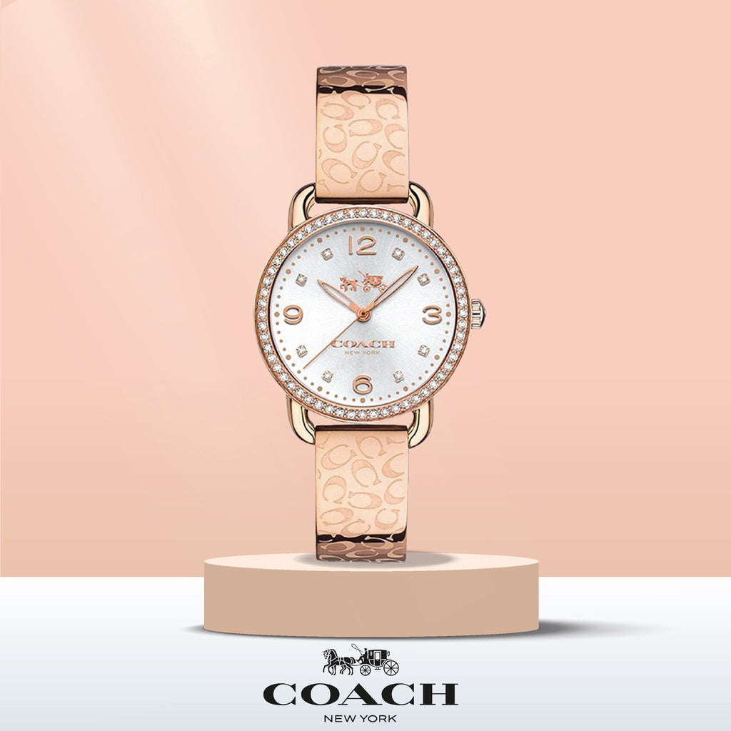 Coach Delancey White Dial Rose Gold Steel Strap Watch for Women - 14502355