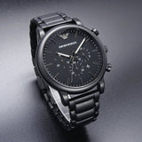 Emporio Armani Luigi Chronograph Black Dial Black Steep Strap Watch For Men - AR11045