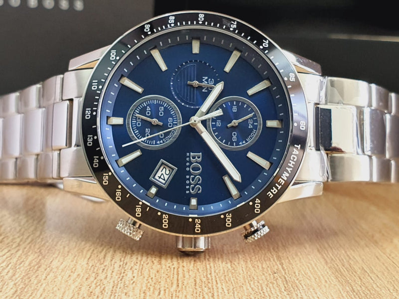 Shop Hugo Boss Rafale Quartz Blue Dial Silver Steel Strap Watch for Men - 1513510 in USA
