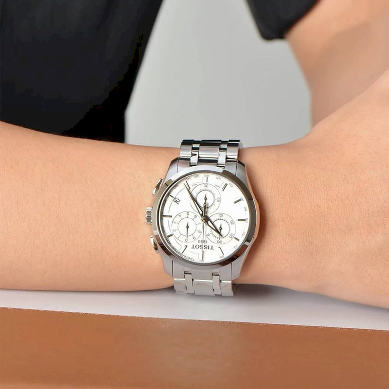 Tissot Couturier Chronograph White Dial Silver Steel Strap Watch For Men - T035.617.11.031.00 Buy Now By Tissot