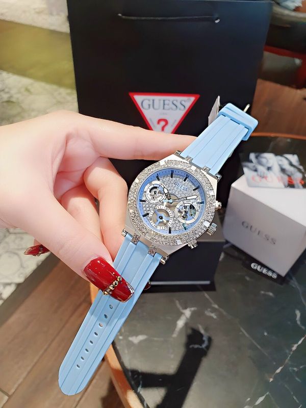 Guess Heiress Diamonds Blue Dial Blue Rubber Strap Watch for Women - GW0407L1 Buy Now By Guess