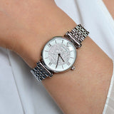 Emporio Armani Gianni T Bar White Crystal Pave Dial Silver Stainless Steel Strap Watch For Women - AR1925 Buy Now By Emporio Armani