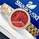 Shop Swarovski Daytime Quartz Coral Dial Rose Gold Steel Strap Watch for Women - 5182250 in USA