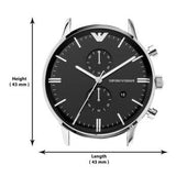 Emporio Armani Gianni Chronograph Black Dial Black Leather Strap Watch For Men - AR0397 Buy Now By Emporio Armani