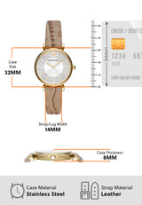 Emporio Armani Gianni T Bar Crystals Silver Dial Brown Leather Strap Watch For Women - AR11518 Buy Now By Emporio Armani