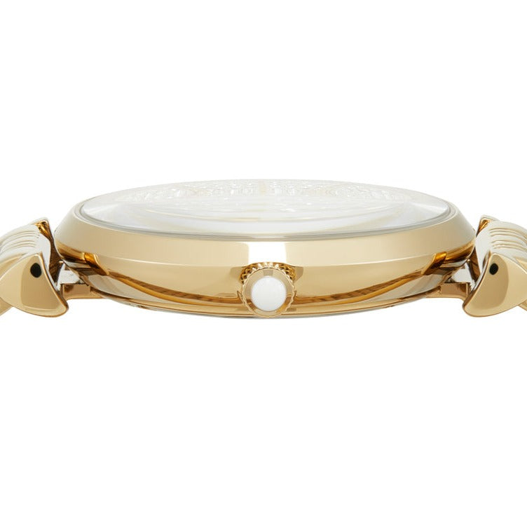 Emporio Armani Gianni T Bar Analog Crystals Gold Dial Gold Steel Strap Watch For Women - AR11608 Buy Now By Emporio Armani