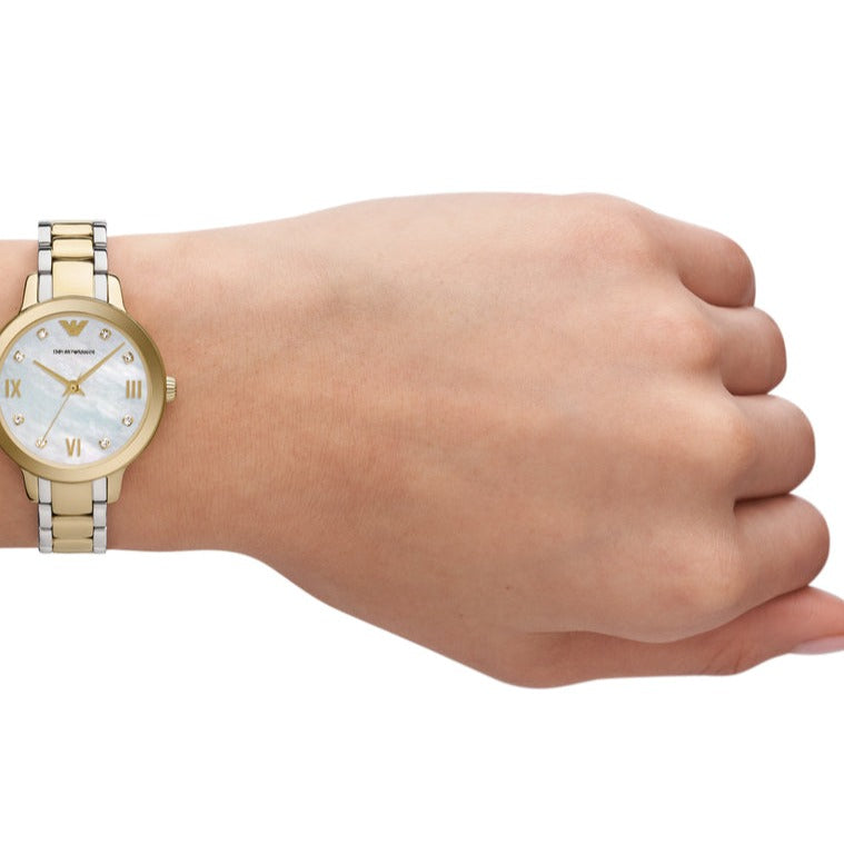 Emporio Armani Mia Quartz Mother of Pearl Dial Two Tone Steel Strap Watch For Women - AR11524 Buy Now By Emporio Armani
