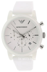 Emporio Armani Classic Chronograph White Dial White Rubber Strap Watch For Men - AR1054 Buy Now By Emporio Armani