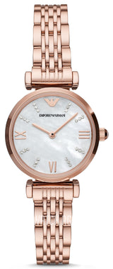 Emporio Armani Gianni T-Bar Mother of Pearl Dial Rose Gold Steel Strap Watch For Women - AR11316 Buy Now By Emporio Armani