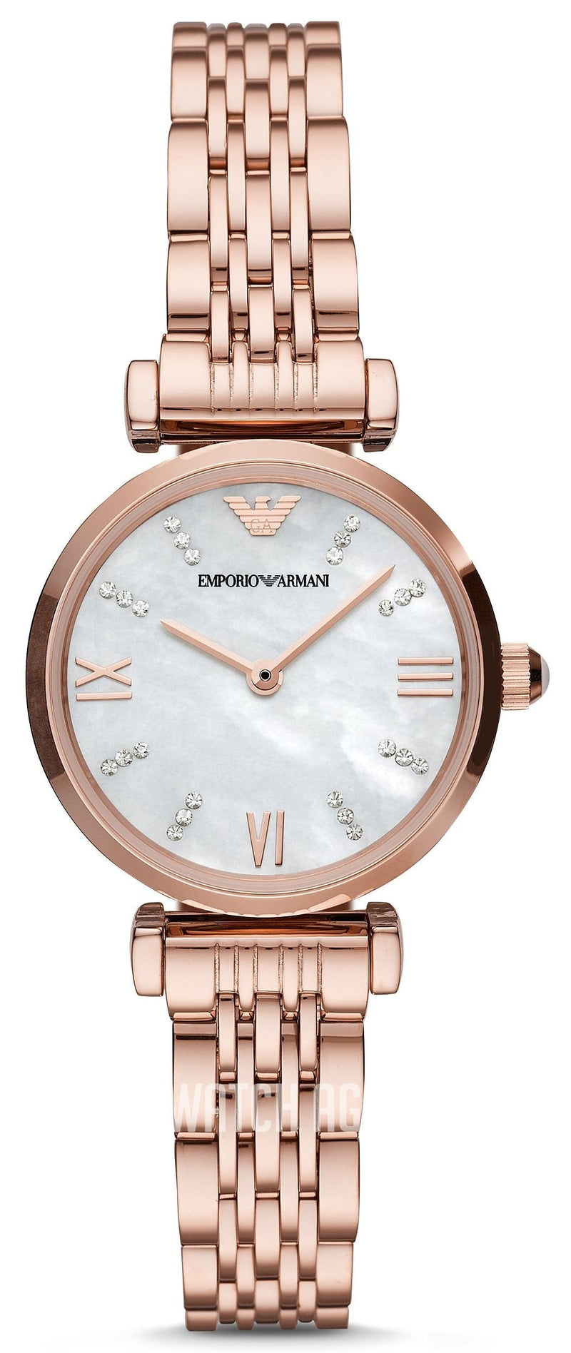 Emporio Armani Gianni T-Bar Mother of Pearl Dial Rose Gold Steel Strap Watch For Women - AR11316 Buy Now By Emporio Armani