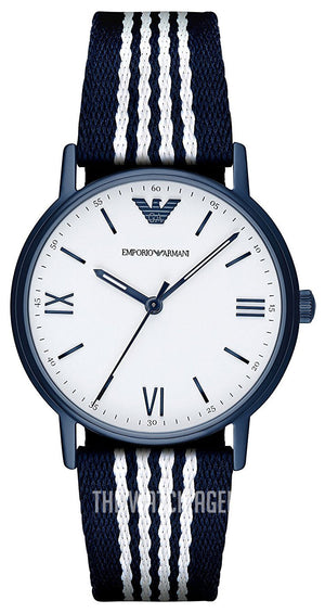 Emporio Armani Kappa White Dial Two Tone NATO Strap Watch For Men - AR80005