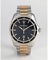 Emporio Armani Quartz Black Dial Two Tone Steel Strap Watch For Men - AR80017 Buy Now By Emporio Armani