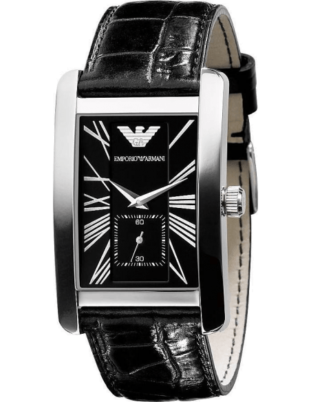 Emporio Armani Black Dial Black Leather Strap Watch For Men - AR0143