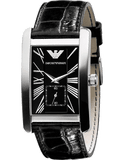 Emporio Armani Black Dial Black Leather Strap Watch For Men - AR0143