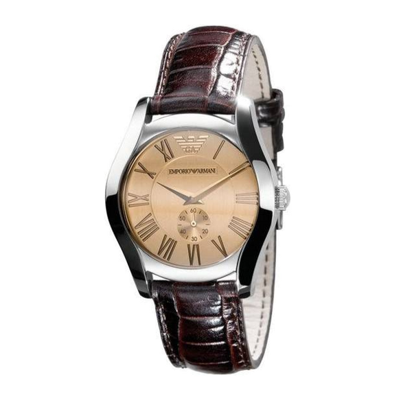 Emporio Armani Classic Quartz Beige Dial Brown Leather Strap Watch For Men - AR0646 Buy Now By Emporio Armani