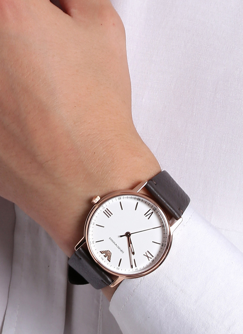 Emporio Armani Dress Quartz White Dial Brown Leather Strap Watch For Men - AR11011 Buy Now By Emporio Armani