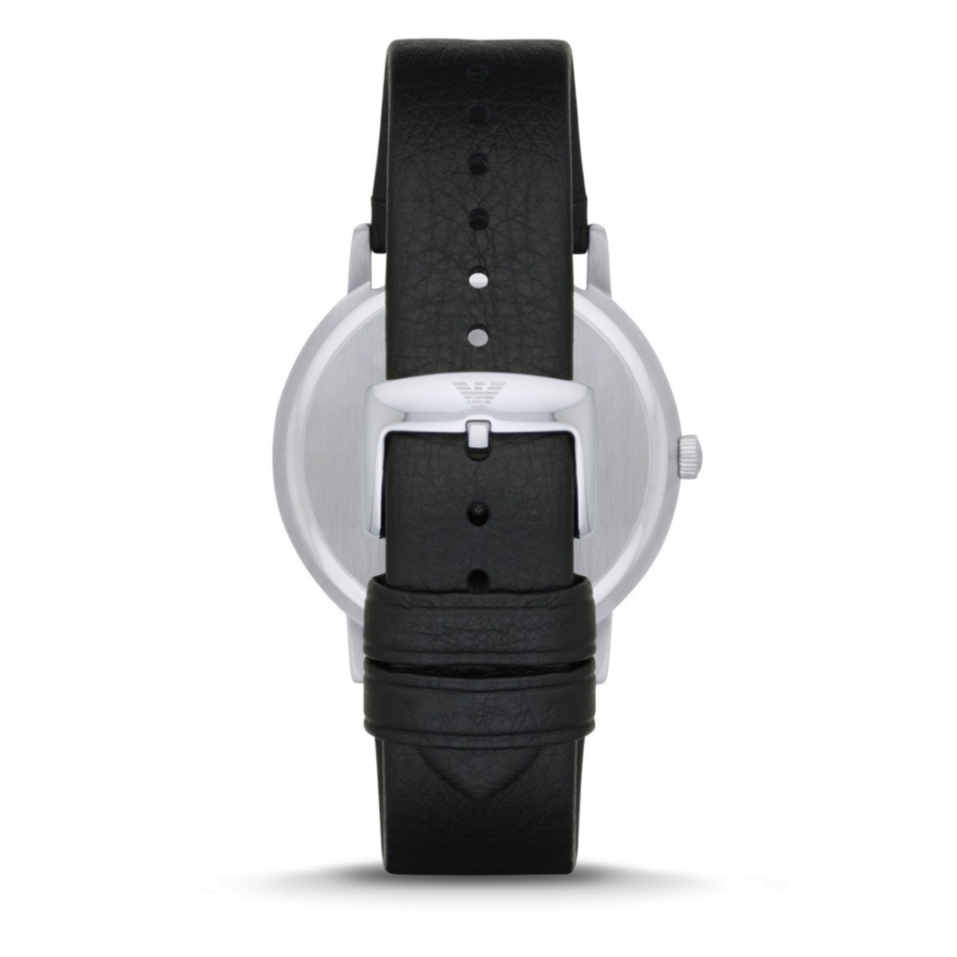 Emporio Armani Kappa Analog Quartz Black Dial Black Leather Strap Watch For Men - AR11013