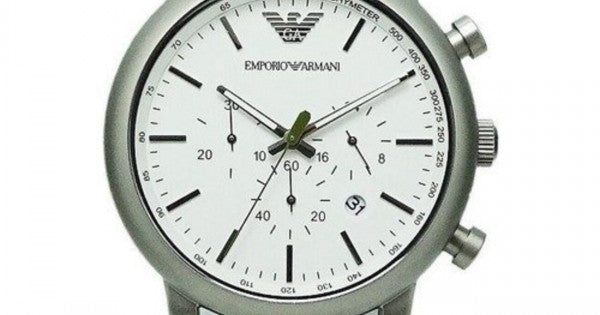 Shop Emporio Armani Chronograph White Dial Green Rubber Strap Watch For Men - AR11022 in USA