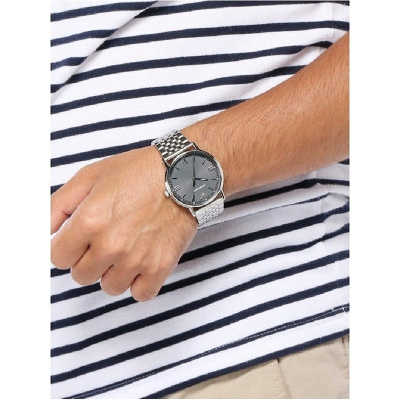 Shop Emporio Armani Kappa Quartz Grey Dial Silver Mesh Bracelet Watch For Men - AR11068 in USA