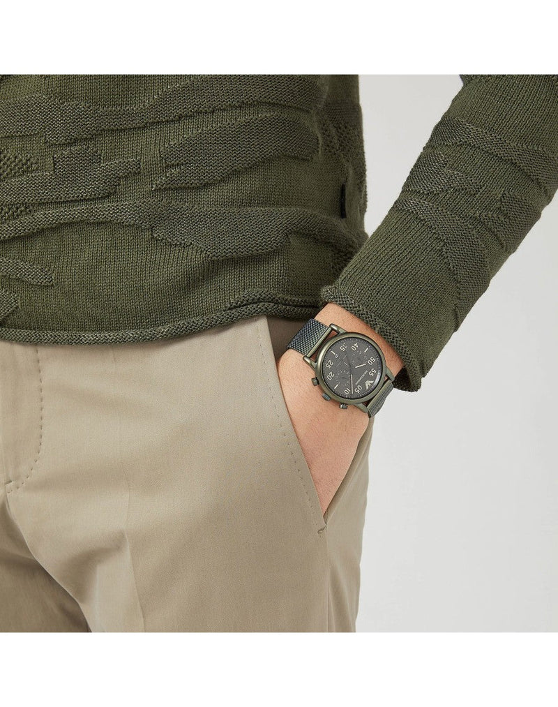 Emporio Armani Luigi Quartz Chronograph Black Dial Green Mesh Bracelet Watch For Men - AR11115 Buy Now By Emporio Armani