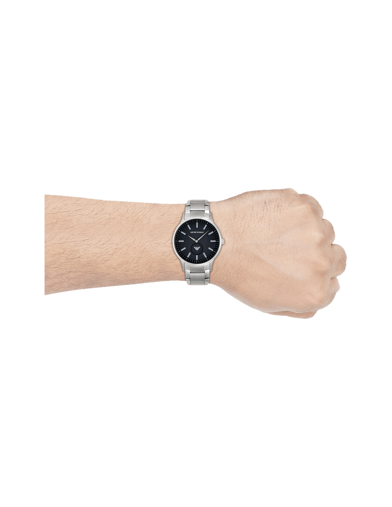 Emporio Armani Renato Quartz Black Dial Silver Steel Strap  Watch For Men - AR11118