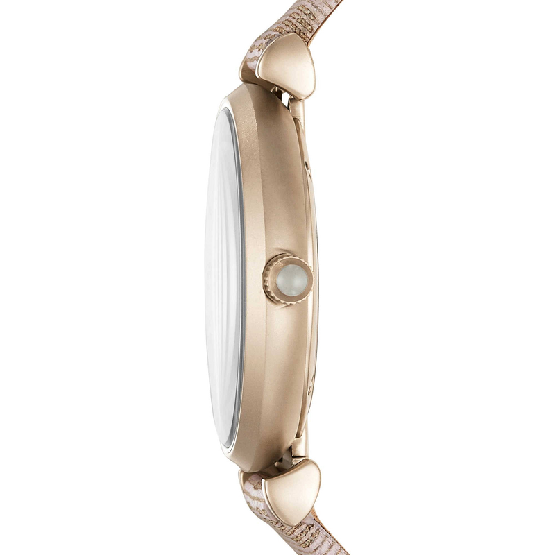 Emporio Armani Gianni T Bar Analog Silver Dial Beige Leather Strap Watch For Women - AR11127 Buy Now By Emporio Armani