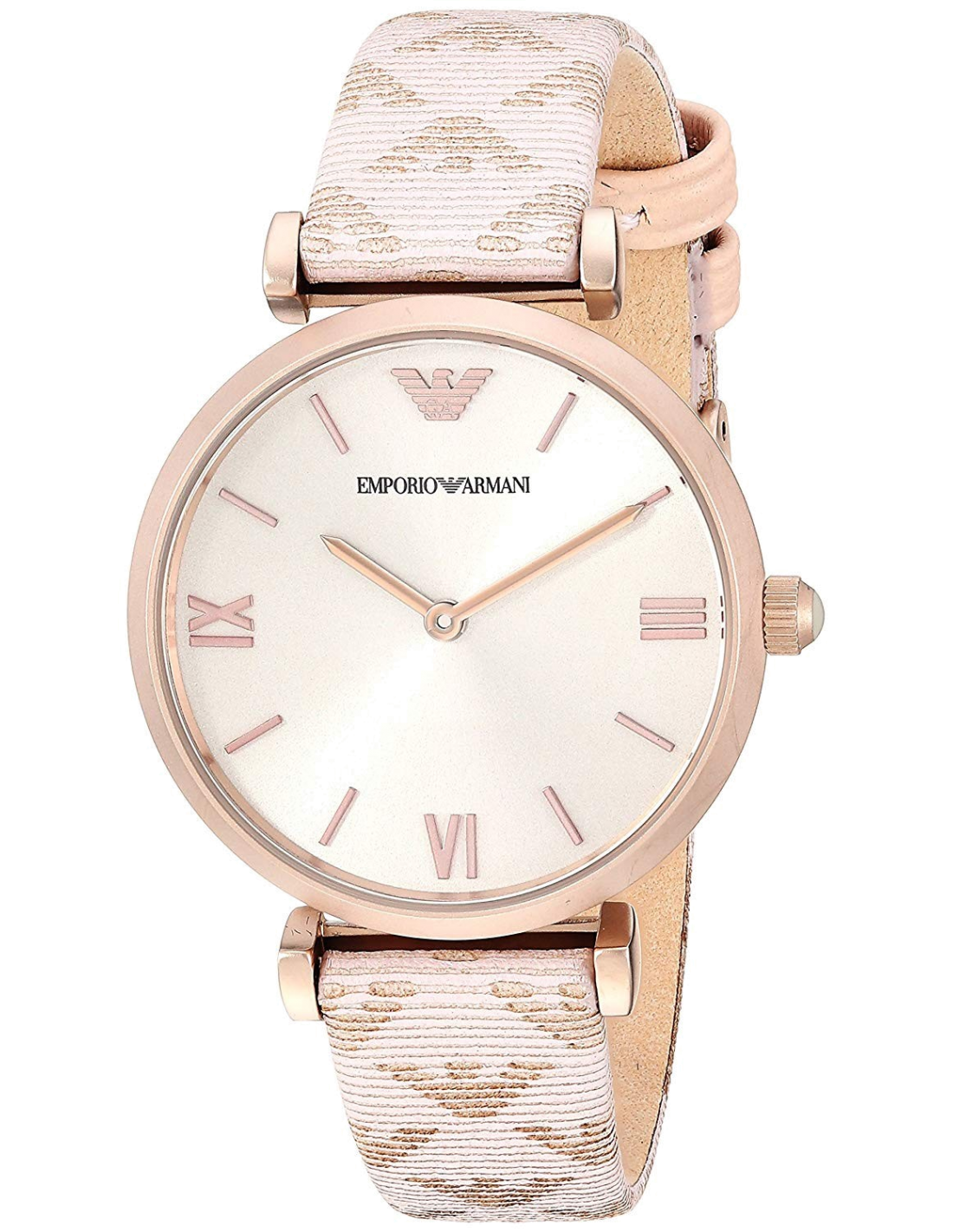 Emporio Armani Gianni T Bar Analog Silver Dial Beige Leather Strap Watch For Women - AR11127