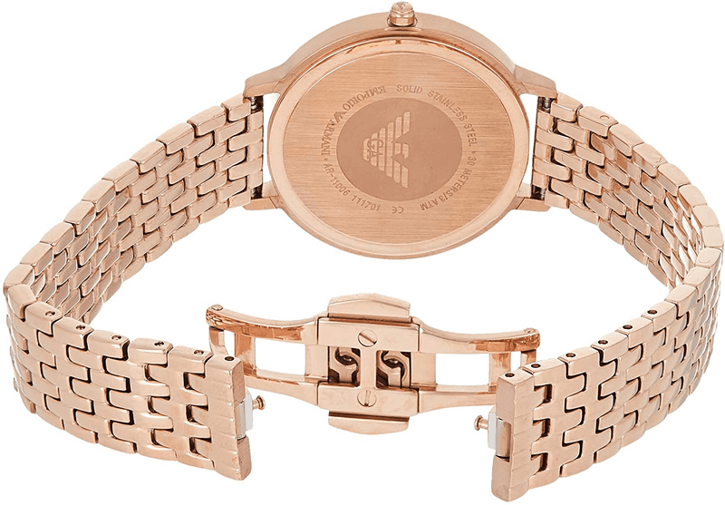 Emporio Armani Gianni T-Bar Black Dial Rose Gold Strap Watch For Women - AR11145 Buy Now By Emporio Armani