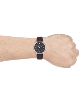 Emporio Armani Kappa Quartz Black Dial Brown Leather Strap Watch For Men - AR11153