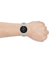 Emporio Armani Classic Quartz Black Dial Silver Steel Strap Watch For Men - AR11161