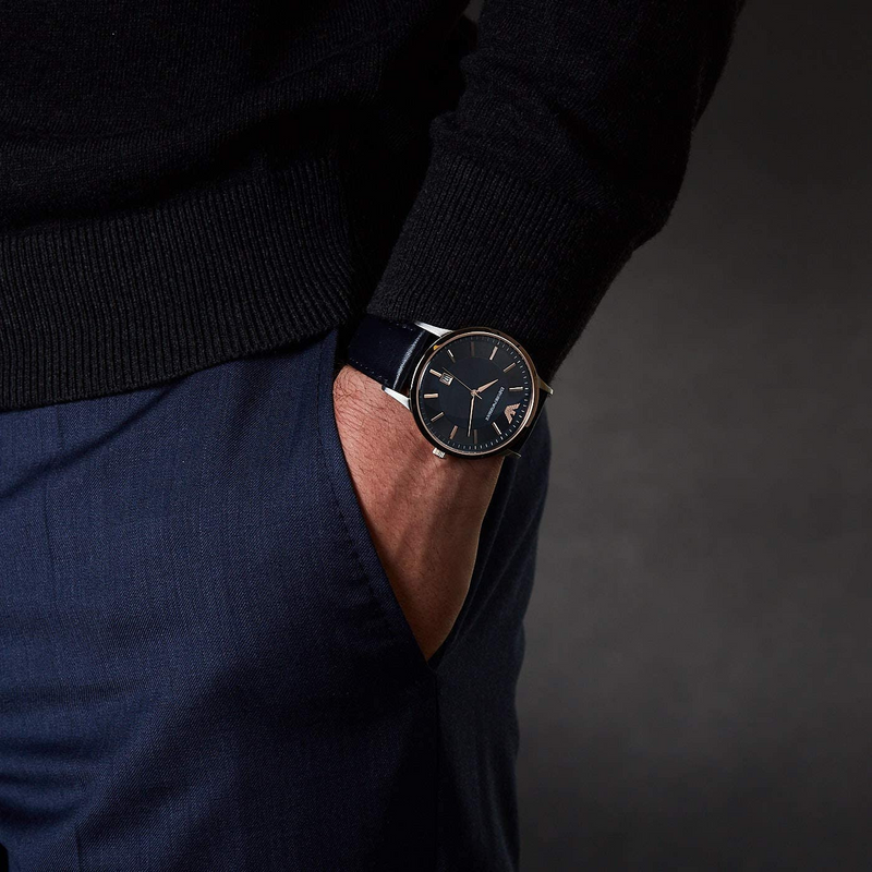 Emporio Armani Renato Analog Blue Dial Blue Leather Strap Watch For Men - AR11188 Buy Now By Emporio Armani