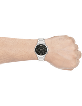Emporio Armani Giovanni Chronograph Black Dial Silver Steel Strap Watch For Men - AR11208
