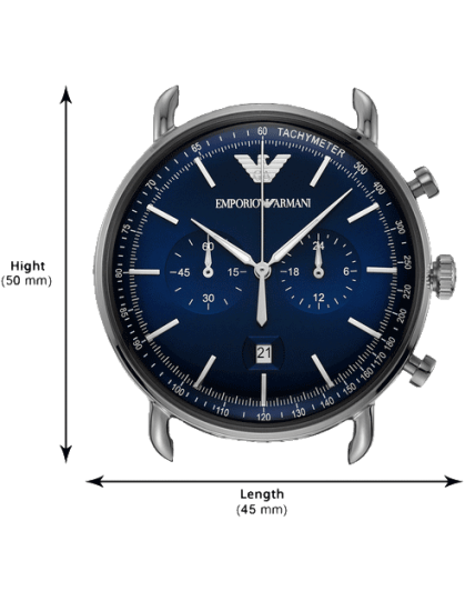 Emporio Armani Aviator Chronograph Blue Dial Silver Steel Strap Watch For Men - AR11238 Buy Now By Emporio Armani