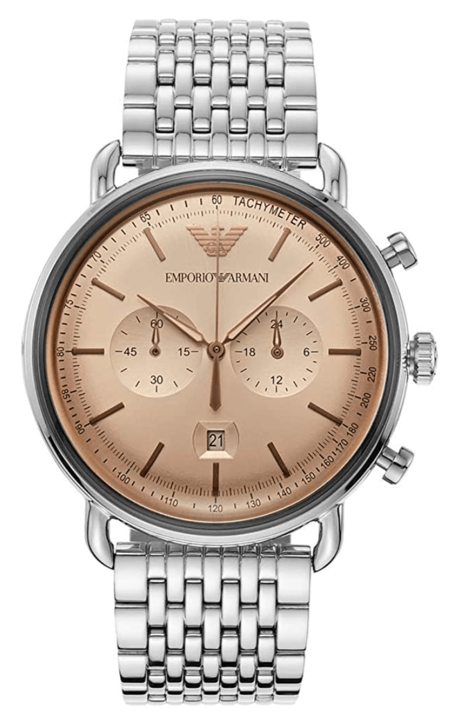 Emporio Armani Aviator Chronograph Beige Dial Silver Steel Strap Watch For Men - AR11239 Buy Now By Emporio Armani