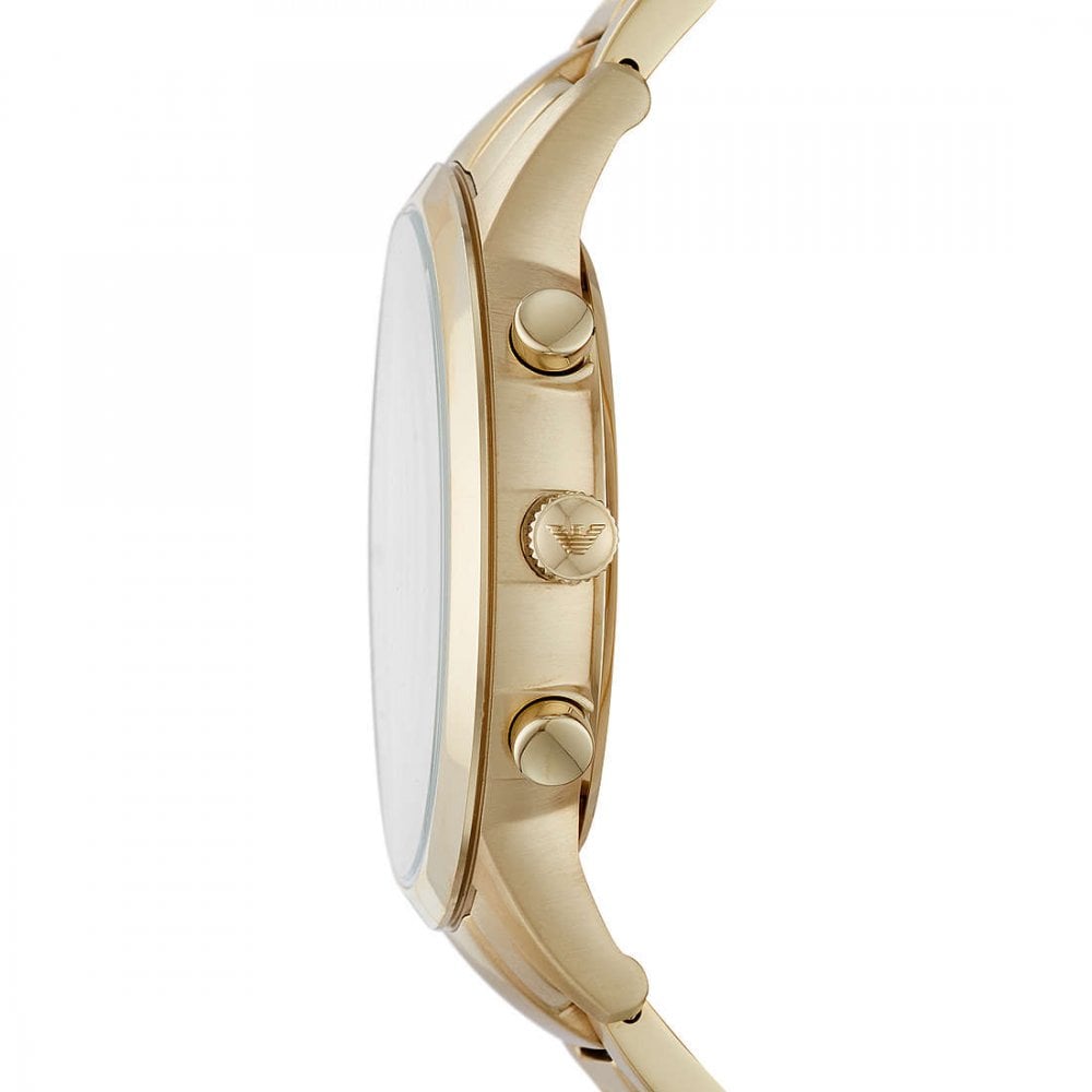 Emporio Armani Renato Chronograph White Dial Gold Steel Strap Watch For Men - AR11332