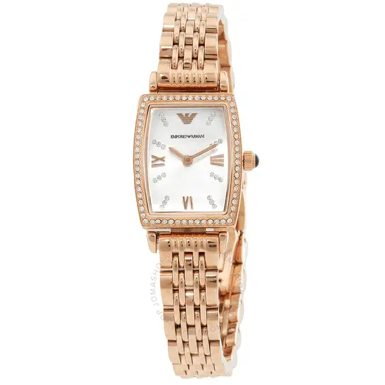 Emporio Armani Gianni T Bar Quartz Crystals White Dial Rose Gold Steel Strap Watch For Women - AR11406 Buy Now By Emporio Armani
