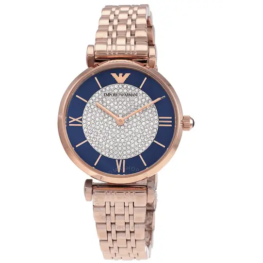 Emporio Armani Gianni T-Bar Quartz Crystals Black Dial Gold Steel Strap Watch For Women - AR11423 Buy Now By Emporio Armani