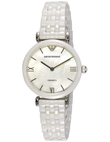 Emporio Armani Giannti T Bar Quartz Mother of Pearl Dial White Steel Strap Watch For Women - AR1485 Buy Now By Emporio Armani
